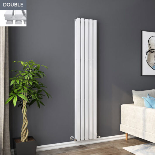 1800 x 340mm White Double Rectangular Panel Vertical Radiator