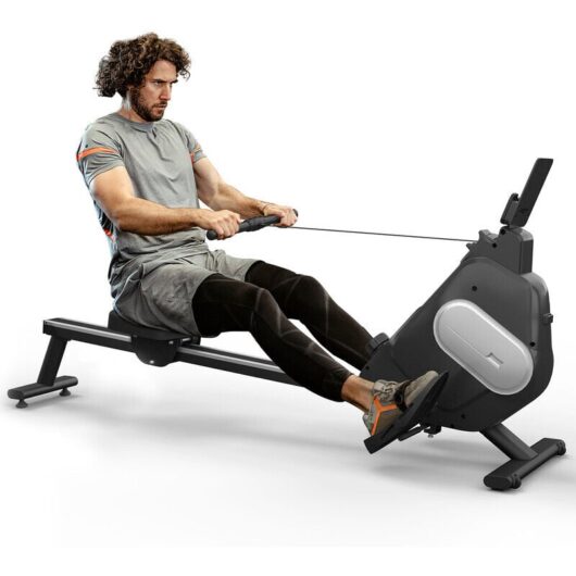 Vogatori - BIGZZIA Vogatore Magnetico a 16 Livelli con Display LED Rail Scorrevole Silenzioso per Attrezzature di Allenamento Interno Palestra a Casa