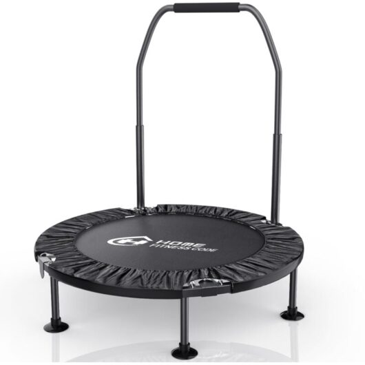 Trampolino Fitness Pieghevole - bigzzia - Ø 101 cm - Portata 150 kg - Manico Regolabile a 5 Livelli