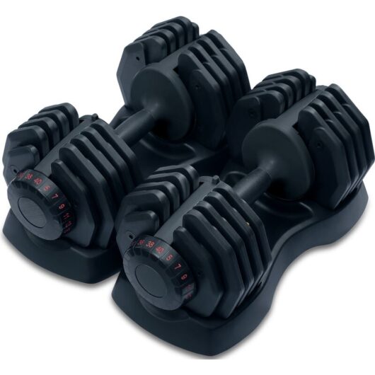 Strongology Home Fitness Adjustable Smart Dumbbells Pair from 5kg to 40kg Training Weights in Black
