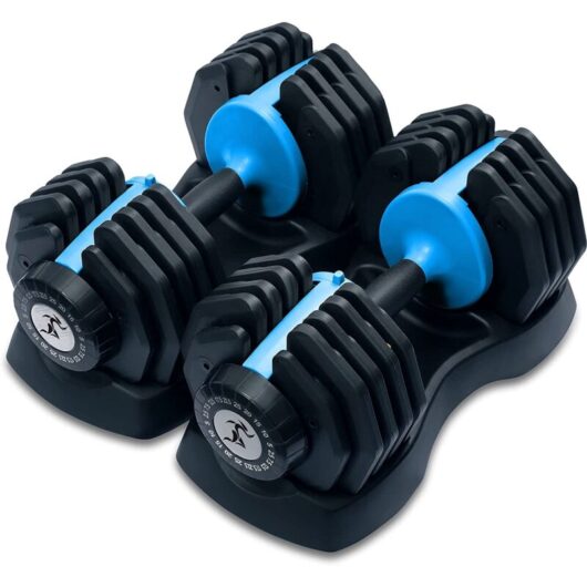Strongology Urban25 Home Fitness Black and Blue Adjustable Smart Dumbbells from 2.5kg upto 25kg Training Weights