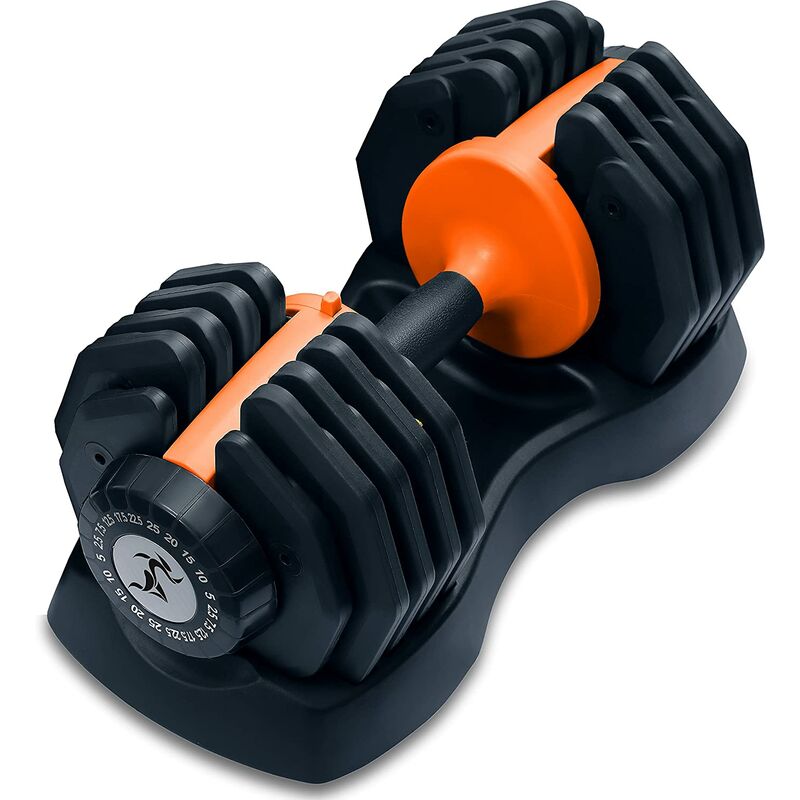 Strongology Urban25 Home Fitness Black and Orange Adjustable Smart Dumbbell from 2.5kg upto 25kg Training Weights