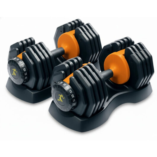 Strongology Urban25 Home Fitness Black and Orange Adjustable Smart Dumbbells from 2.5kg upto 25kg Training Weights