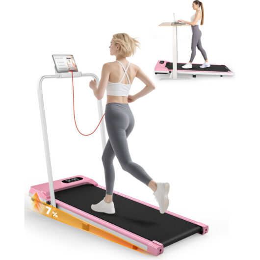 Tapis de Course Pliable 8 km/h - Tapis de Marche Pliable Motorise Walking Pad Electrique Silencieux - Rose