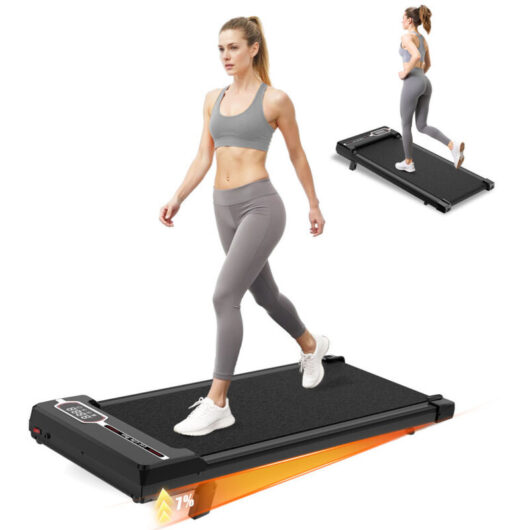 Tapis de Course - Walking Pad 2.5HP - Tapis de Marche avec Télécommande et LED, Walking Pad Silencieux - 1-8KM/H Treadmill Compact - Noir