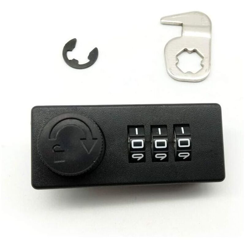 1 x 3-digit combination cabinet lock, black metal, keyless mechanical locking, for metal cabinets and filing cabinets
