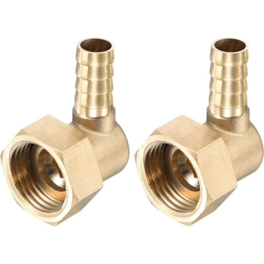 10mm x G1/2 female brass barbed elbow fitting, copper fittings, for water, fuel, air, pack of 2