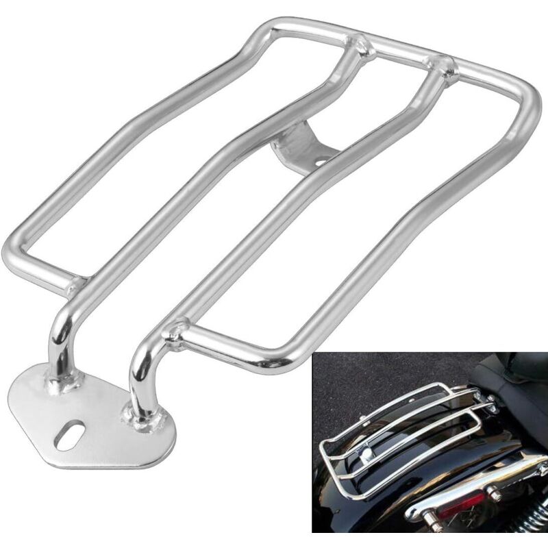 Motorcycle luggage rack tablet mount, fits 180 mm solo seatpost (7 inch), silver, fits Harley-Davidson XL Sportster Iron 48 883 XL1200 (2004-2018)