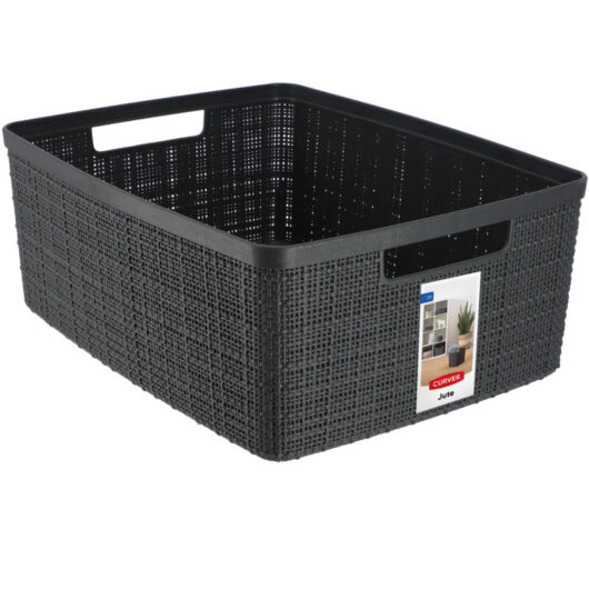 12L Curver Jute Storage Container, Anthracite
