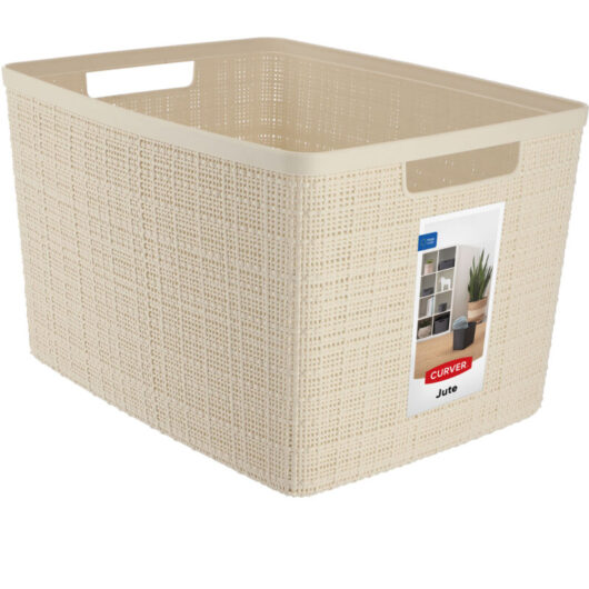 20L Curver jute storage container, cream-colored