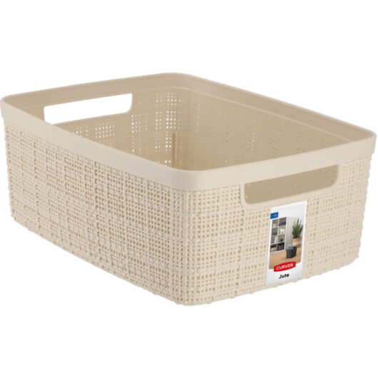 5L Curver jute storage container, cream-colored