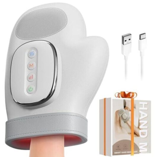 Intelligent hand massager with heat compression for pain relief of arthritis and carpal tunnel syndrome, electric Shiatsu wrist/finger/wooden massager