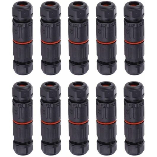Odipie - 10 pcs IP68 Waterproof Electrical Cable Connector, 3 Pin Female Waterproof Connectors Outdoor Power Socket Waterproof Wire Connector Fitting