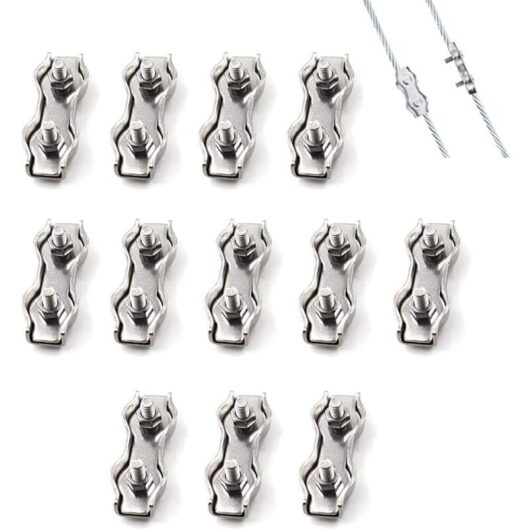 Odipie - 12pcs M3 Double Steel Wire Rope Clamp, Stainless Steel Wire Rope Clamp Connector, Brake Cable Fastening Clamp, Used for 2mm Steel Wire Rope