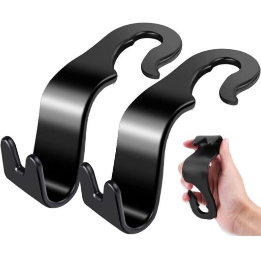 Odipie - 2-Pack Car Back Seat Headrest Hooks, Car Storage Hooks, Handbag Hooks, Organizer (Black)