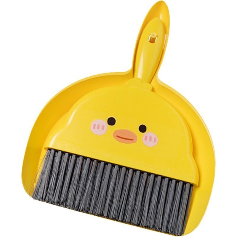 Odipie - Mini Broom and Dustpan Set, Mini Broom Dustpan Suit, Office Table Broom Set with Cute Yellow Duck, for Bedroom