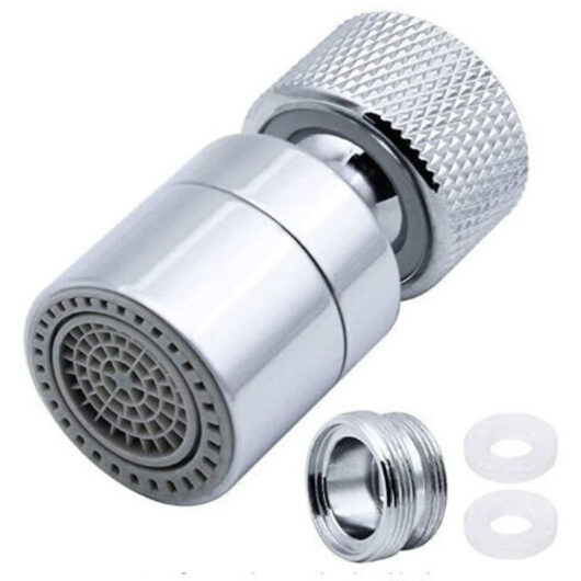 Odipie - Stainless Steel Sink Aerator Non-Slip Bubbling Modes 360 Degree Filter Swivel Faucet Sprayer with Nozzle Adapter Fits All Faucets Silver 5.7