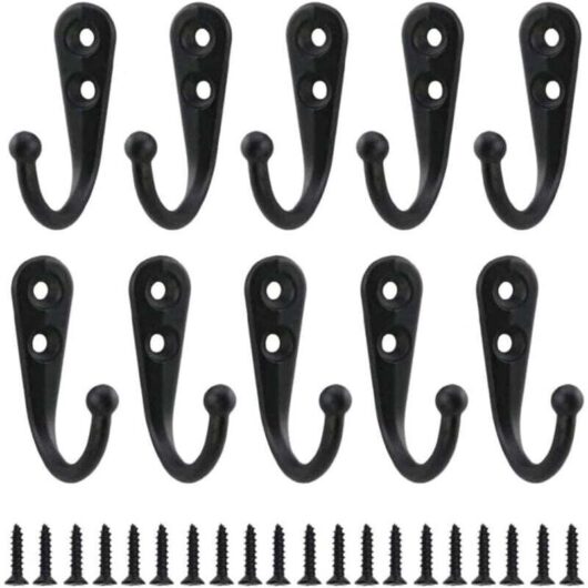 Odipie - never used] 10 pieces black single hooks, wall hooks, black coat hooks, equipped with fixing screws