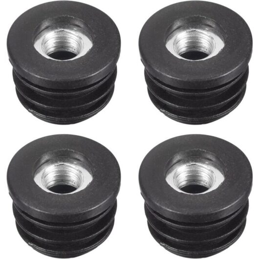 Odipie - never used] inserts for round tubes with M8 thread, round black plastic cap, castor insert, chair end caps, furniture foot cap