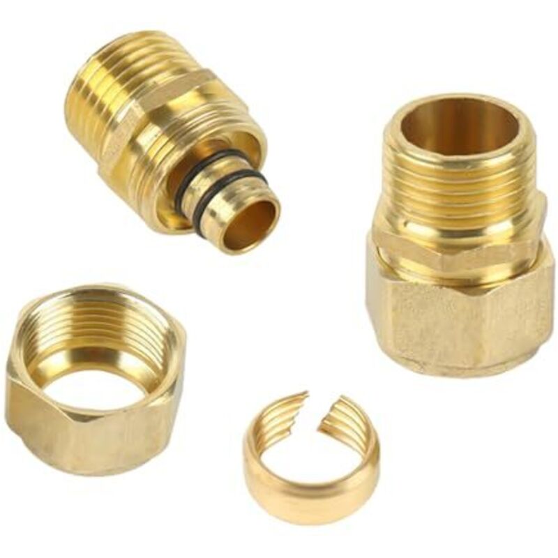pieces 20 mm screw fitting, transition with 3/4 inch external thread, compression fitting for multi-layer composite pipe DVGW and aluminum composite