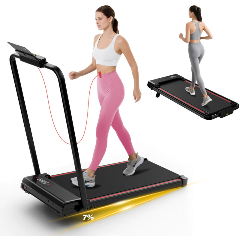 Tapis de course pliable pour usage domestique, 1-8 km/h, tapis de course portable avec télécommande et écran LED, moteur de 1400 W, aucun assemblage